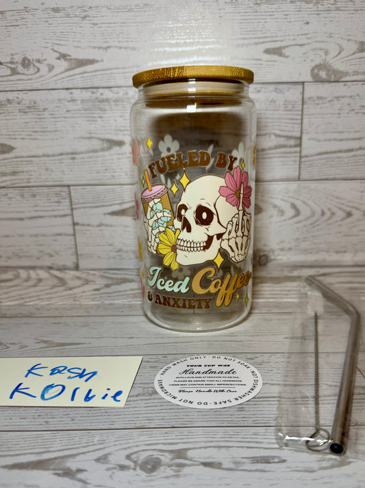 Glass Tumbler Fueled by ice coffee and tea